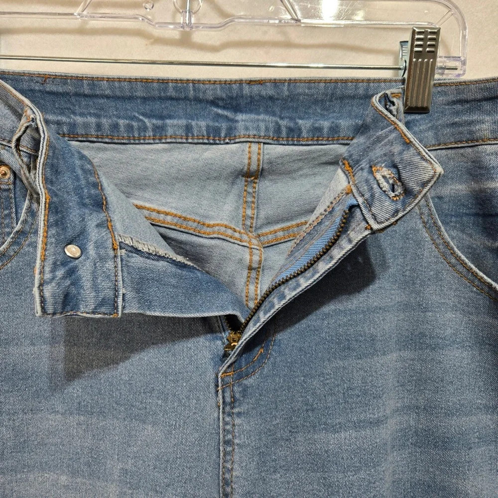 Sidefeel Barrel Jeans Size 16 Light Wash High Rise Curved Leg Stretch Denim 1295